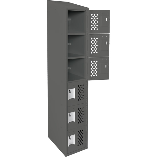Assembled Lockerettes Clean Line Perforated Economy Lockers, 6 -tier, 18" x 72" x 12", Steel Auto-Cam