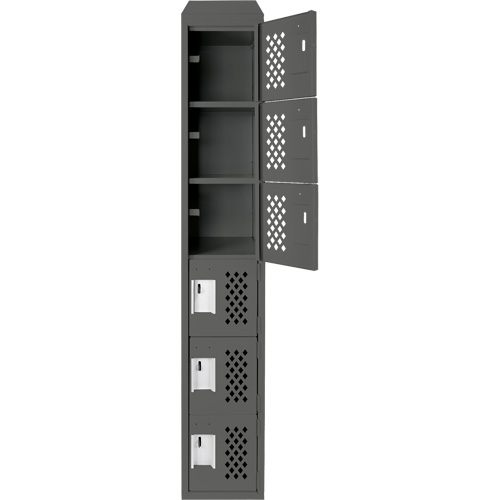 Assembled Lockerettes Clean Line Perforated Economy Lockers, 6 -tier, 18" x 72" x 12", Steel Auto-Cam