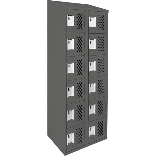 Assembled Lockerettes Clean Line Perforated Economy Lockers, 6 -tier, Bank of 2, 18" x 72" x 12", Steel Auto-Cam