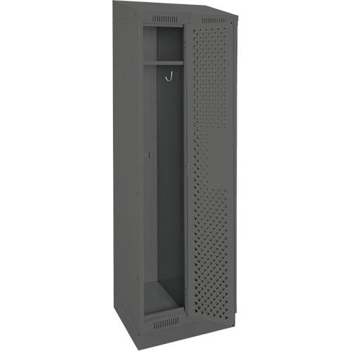 Clean Line Lockers, Bank of 2, 24" x 18" x 82", Steel, Charcoal, Rivet (Assembled), Perforated Auto-Cam