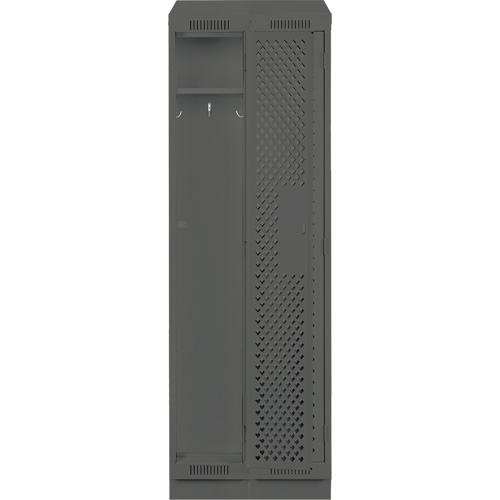 Clean Line Lockers, Bank of 2, 24" x 18" x 82", Steel, Charcoal, Rivet (Assembled), Perforated Auto-Cam