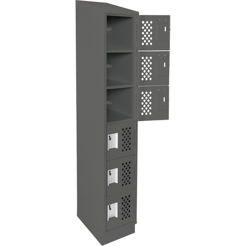 Assembled Lockerettes Clean Line Perforated Economy Lockers, 6 -tier, 18" x 72" x 12", Steel Auto-Cam