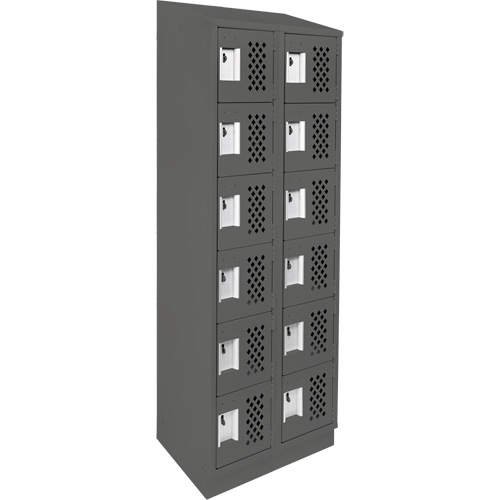 Clean-Line Perforated Lockerette, 6 -tier, Bank of 2, 12" x 72" x 12", Steel Auto-Cam