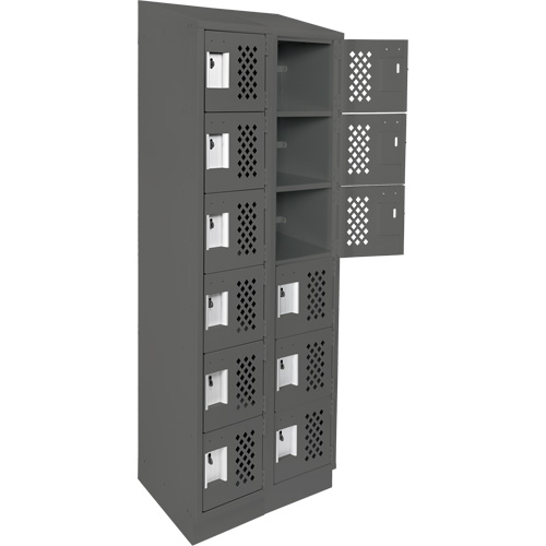 Clean-Line Perforated Lockerette, 6 -tier, Bank of 2, 12" x 72" x 12", Steel Auto-Cam