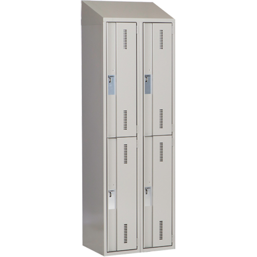 Concorde Heavy-Duty Lockers, 2 -tier, Bank of 2, 24" x 18" x 78", Steel, Grey, Welded (Assembled) Auto-Cam