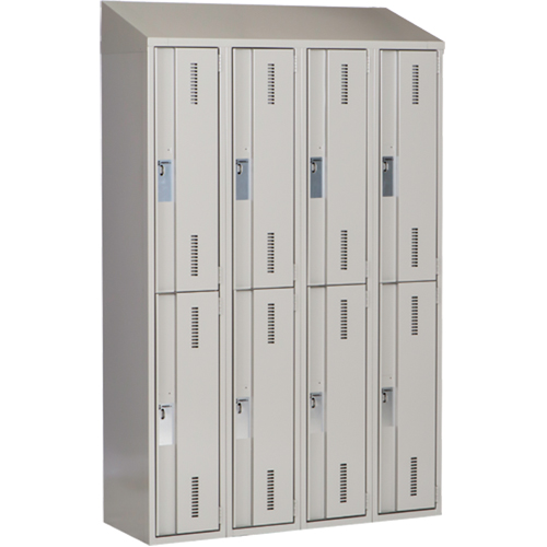 Casiers robustes Concorde, 2 niveaux, Bloc de 4, 48" x 18" x 78", Acier, Gris, Soud&eacute; (assembl&eacute;) Auto-Cam