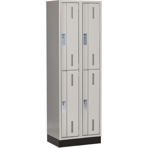 Concorde Heavy-Duty Lockers, 2 -tier, Bank of 2, 24" x 18" x 76", Steel, Grey, Welded (Assembled) Auto-Cam
