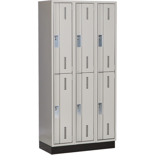 Concorde Heavy-Duty Lockers, 2 -tier, Bank of 3, 36" x 18" x 76", Steel, Grey, Welded (Assembled) Auto-Cam