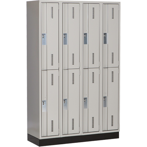 Concorde Heavy-Duty Lockers, 2 -tier, Bank of 4, 48" x 18" x 76", Steel, Grey, Welded (Assembled) Auto-Cam