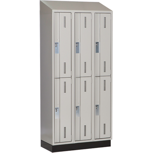 Concorde Heavy-Duty Lockers, 2 -tier, Bank of 3, 36" x 18" x 82", Steel, Grey, Welded (Assembled) Auto-Cam