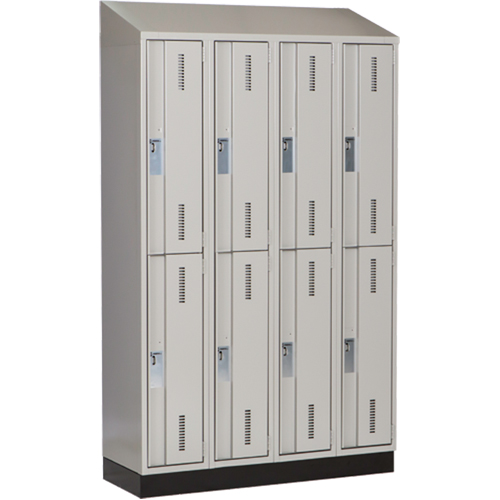 Casiers robustes Concorde, 2 niveaux, Bloc de 4, 48" x 18" x 82", Acier, Gris, Soud&eacute; (assembl&eacute;) Auto-Cam