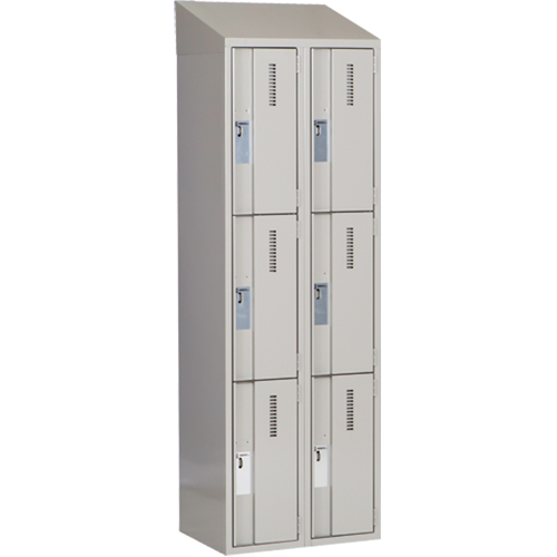Concorde Heavy-Duty Lockers, 3 -tier, Bank of 2, 24" x 18" x 78", Steel, Grey, Welded (Assembled) Auto-Cam