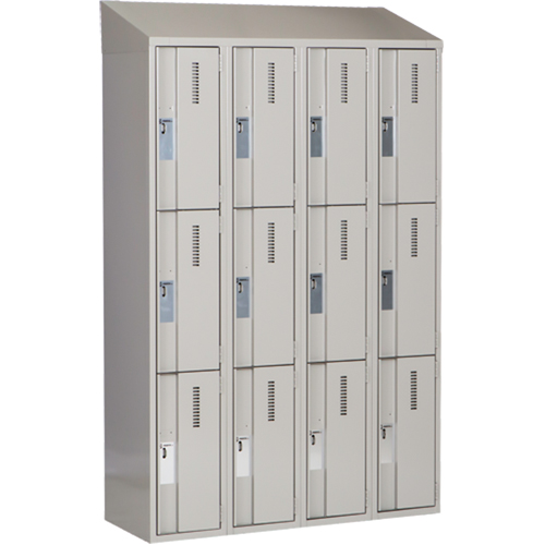 Casiers robustes Concorde, 3 niveaux, Bloc de 4, 48" x 18" x 78", Acier, Gris, Soud&eacute; (assembl&eacute;) Auto-Cam