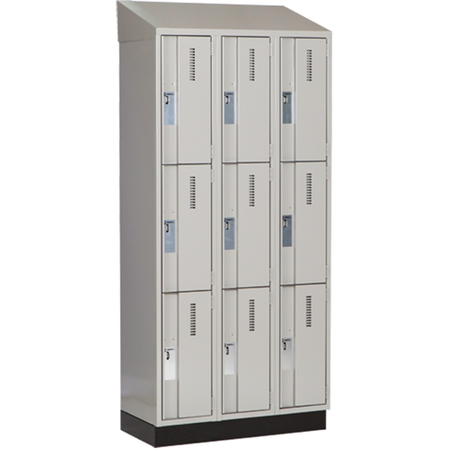 Concorde Heavy-Duty Lockers, 3 -tier, Bank of 3, 36" x 18" x 82", Steel, Grey, Welded (Assembled) Auto-Cam