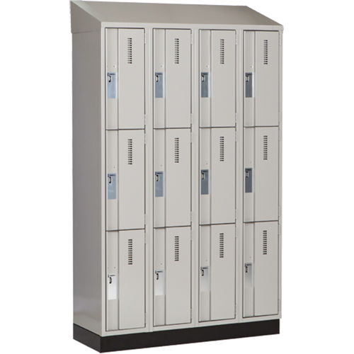 Casiers robustes Concorde, 3 niveaux, Bloc de 4, 48" x 18" x 82", Acier, Gris, Soud&eacute; (assembl&eacute;) Auto-Cam