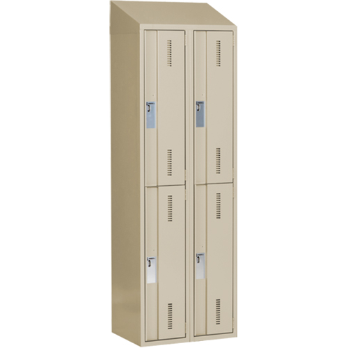 Casiers robustes Concorde, 2 niveaux, Bloc de 2, 24" x 18" x 78", Acier, Beige, Soud&eacute; (assembl&eacute;) Auto-Cam