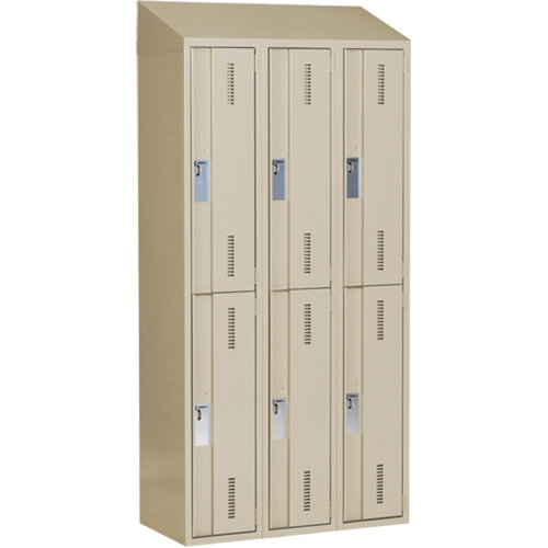 Casiers robustes Concorde, 2 niveaux, Bloc de 3, 36" x 18" x 78", Acier, Beige, Soud&eacute; (assembl&eacute;) Auto-Cam
