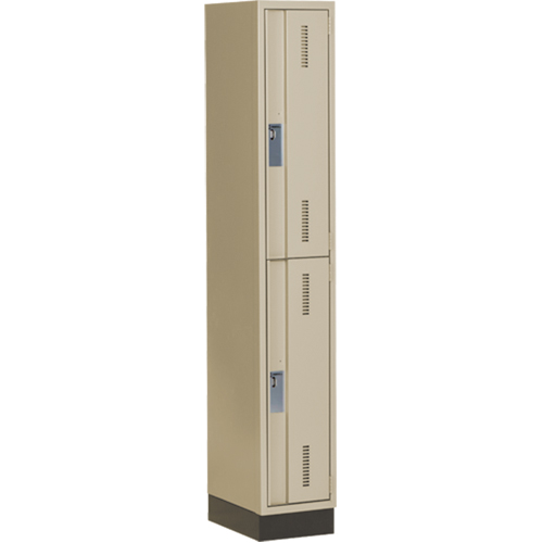 Concorde Heavy-Duty Lockers, 2 -tier, 12" x 18" x 76", Steel, Beige, Welded (Assembled) Auto-Cam