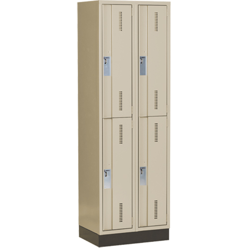 Concorde Heavy-Duty Lockers, 2 -tier, Bank of 2, 24" x 18" x 76", Steel, Beige, Welded (Assembled) Auto-Cam