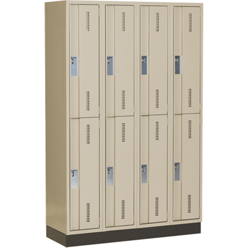 Concorde Heavy-Duty Lockers, 2 -tier, Bank of 4, 48" x 18" x 76", Steel, Beige, Welded (Assembled) Auto-Cam