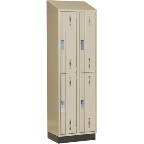 Casiers robustes Concorde, 2 niveaux, Bloc de 2, 24" x 18" x 82", Acier, Beige, Soud&eacute; (assembl&eacute;) Auto-Cam