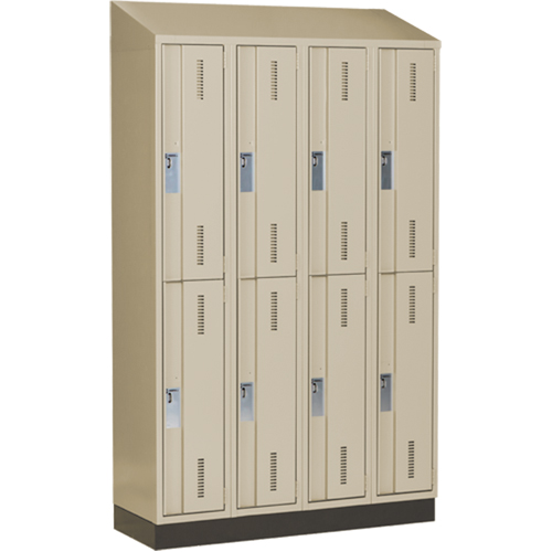 Concorde Heavy-Duty Lockers, 2 -tier, Bank of 4, 48" x 18" x 82", Steel, Beige, Welded (Assembled) Auto-Cam