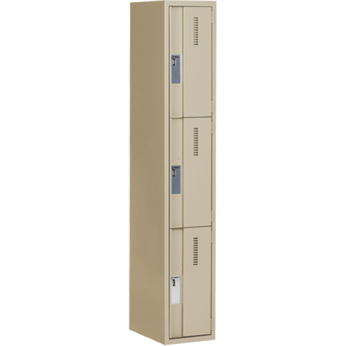 Casiers robustes Concorde, 3 niveaux, 12" x 18" x 72", Acier, Beige, Soud&eacute; (assembl&eacute;) Auto-Cam