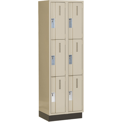 Casiers robustes Concorde, 3 niveaux, Bloc de 2, 24" x 18" x 76", Acier, Beige, Soud&eacute; (assembl&eacute;) Auto-Cam