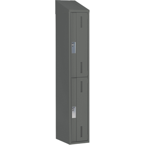 Concorde Heavy-Duty Lockers, 2 -tier, 12" x 18" x 78", Steel, Charcoal, Welded (Assembled) Auto-Cam