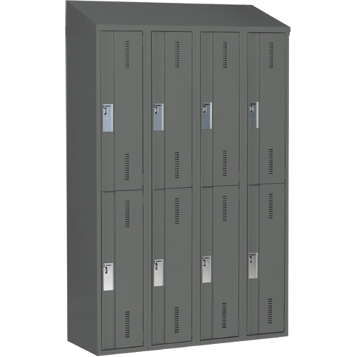 Casiers robustes Concorde, 2 niveaux, Bloc de 4, 48" x 18" x 78", Acier, Charbon, Soud&eacute; (assembl&eacute;) Auto-Cam