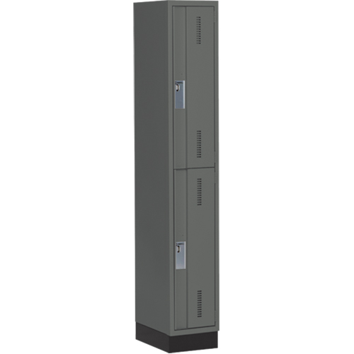 Concorde Heavy-Duty Lockers, 2 -tier, 12" x 18" x 76", Steel, Charcoal, Welded (Assembled) Auto-Cam