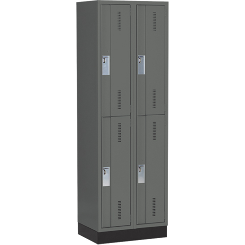 Concorde Heavy-Duty Lockers, 2 -tier, Bank of 2, 24" x 18" x 76", Steel, Charcoal, Welded (Assembled) Auto-Cam