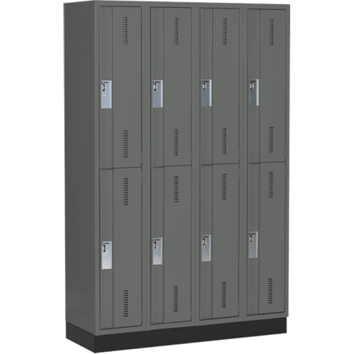 Concorde Heavy-Duty Lockers, 2 -tier, Bank of 4, 48" x 18" x 76", Steel, Charcoal, Welded (Assembled) Auto-Cam