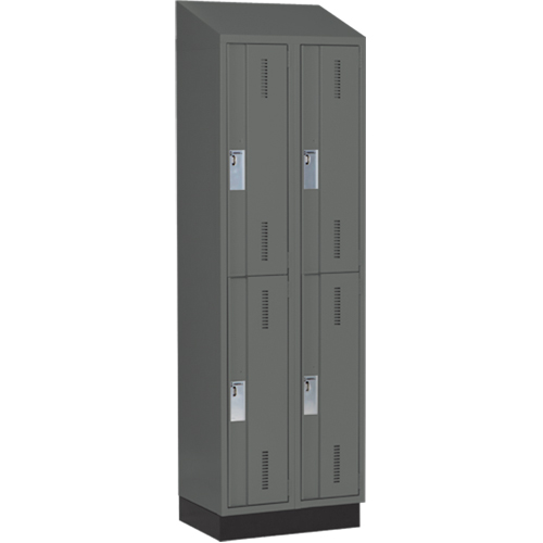 Concorde Heavy-Duty Lockers, 2 -tier, Bank of 2, 24" x 18" x 82", Steel, Charcoal, Welded (Assembled) Auto-Cam