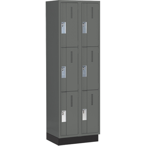 Casiers robustes Concorde, 3 niveaux, Bloc de 2, 24" x 18" x 76", Acier, Charbon, Soud&eacute; (assembl&eacute;) Auto-Cam