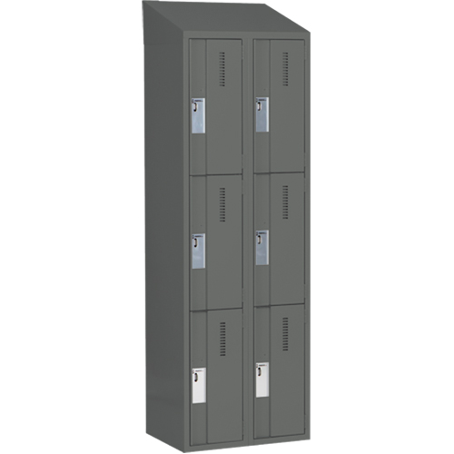 Casiers robustes Concorde, 3 niveaux, Bloc de 2, 24" x 18" x 78", Acier, Charbon, Soud&eacute; (assembl&eacute;) Auto-Cam