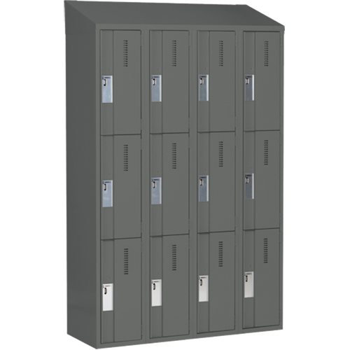 Casiers robustes Concorde, 3 niveaux, Bloc de 4, 48" x 18" x 78", Acier, Charbon, Soud&eacute; (assembl&eacute;) Auto-Cam