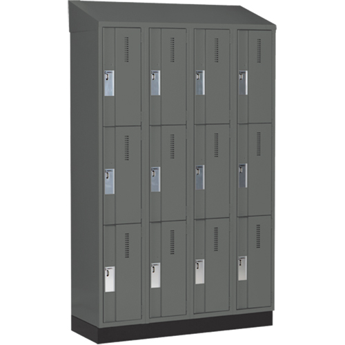 Casiers robustes Concorde, 3 niveaux, Bloc de 4, 48" x 18" x 82", Acier, Charbon, Soud&eacute; (assembl&eacute;) Auto-Cam