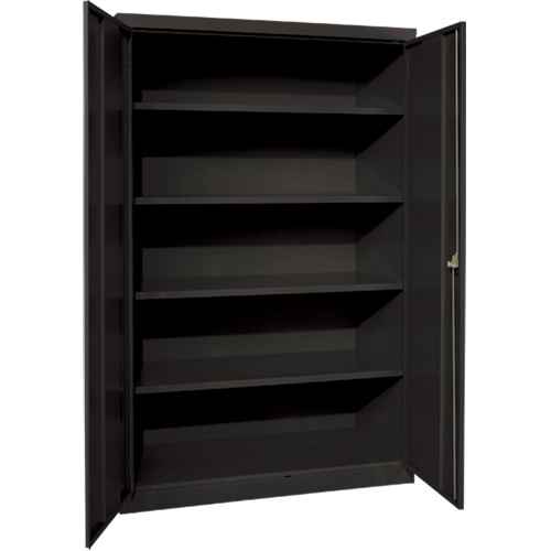 Deep Hi-Boy Storage Cabinet, Steel, 4 Shelves, 72" H x 36" W x 24" D, Black Auto-Cam