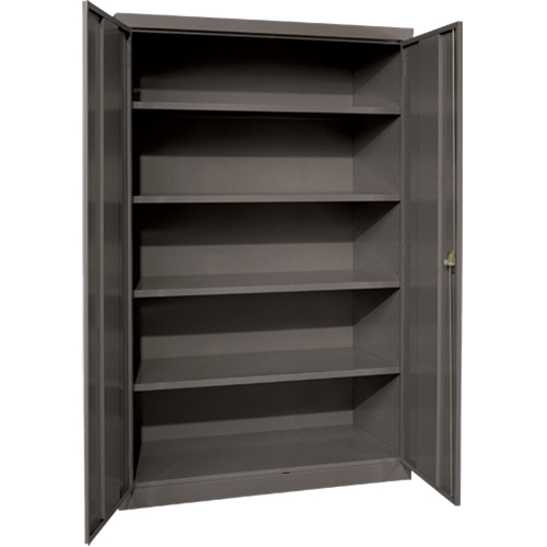 Deep Hi-Boy Storage Cabinet, Steel, 4 Shelves, 72" H x 36" W x 24" D, Charcoal Auto-Cam