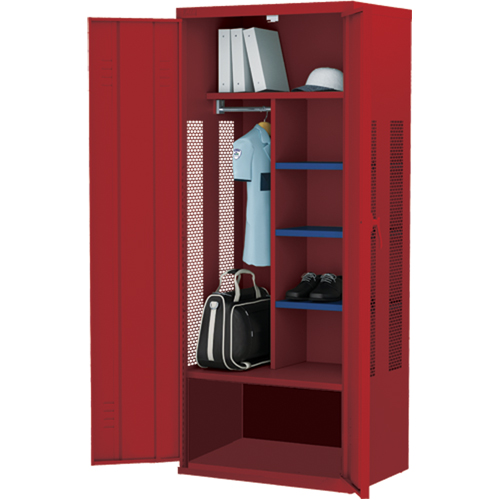 Deluxe Gear Locker, Steel, 36" W x 24" D x 72" H, Red Auto-Cam