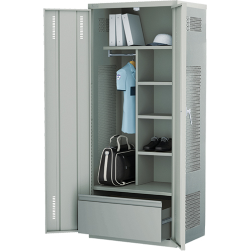 Deluxe Gear Locker, Steel, 36" W x 24" D x 72" H, Grey Auto-Cam