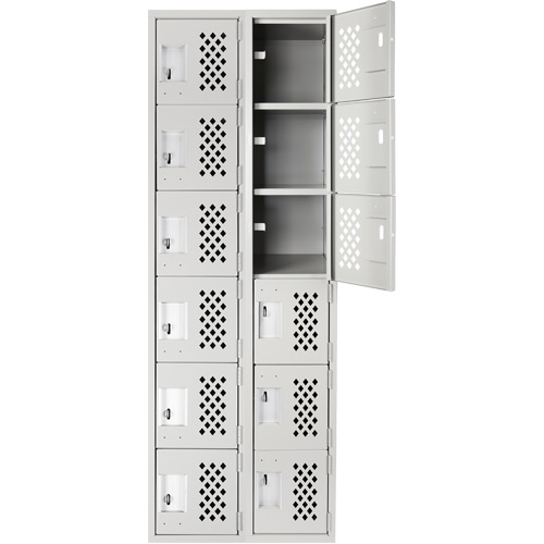 Clean Line Lockerettes, 6 -tier, Bank of 2, 18" x 72" x 12", Steel Auto-Cam