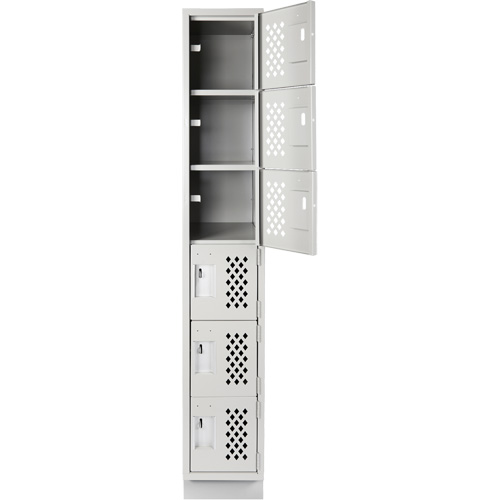 Assembled Lockerettes Clean Line Perforated Economy Lockers, 6 -tier, 18" x 72" x 12", Steel Auto-Cam