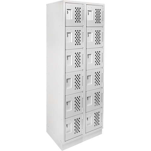Assembled Lockerettes Clean Line Perforated Economy Lockers, 6 -tier, Bank of 2, 18" x 72" x 12", Steel Auto-Cam