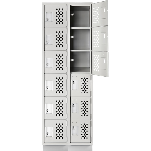 Assembled Lockerettes Clean Line Perforated Economy Lockers, 6 -tier, Bank of 2, 18" x 72" x 12", Steel Auto-Cam