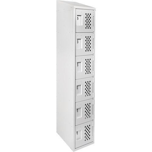 Assembled Lockerettes Clean Line Perforated Economy Lockers, 6 -tier, 18" x 72" x 12", Steel Auto-Cam