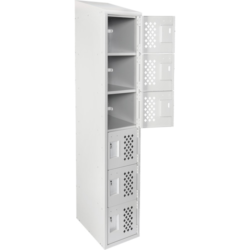 Assembled Lockerettes Clean Line Perforated Economy Lockers, 6 -tier, 18" x 72" x 12", Steel Auto-Cam