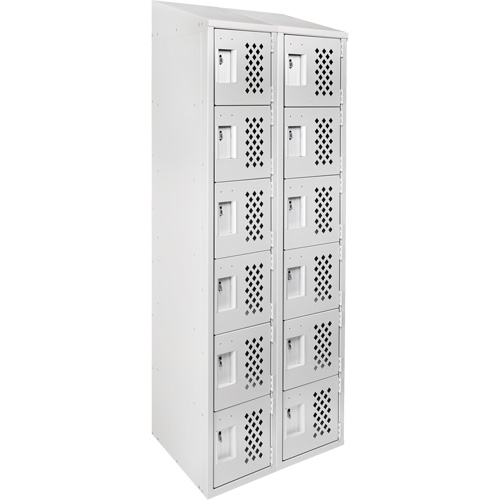 Assembled Lockerettes Clean Line Perforated Economy Lockers, 6 -tier, Bank of 2, 18" x 72" x 12", Steel Auto-Cam