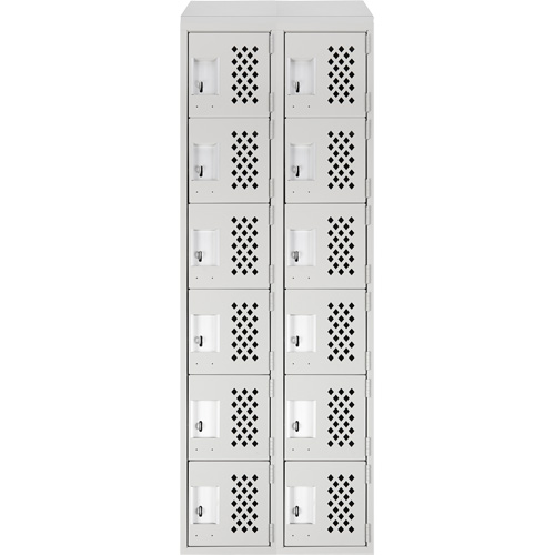 Assembled Lockerettes Clean Line Perforated Economy Lockers, 6 -tier, Bank of 2, 18" x 72" x 12", Steel Auto-Cam